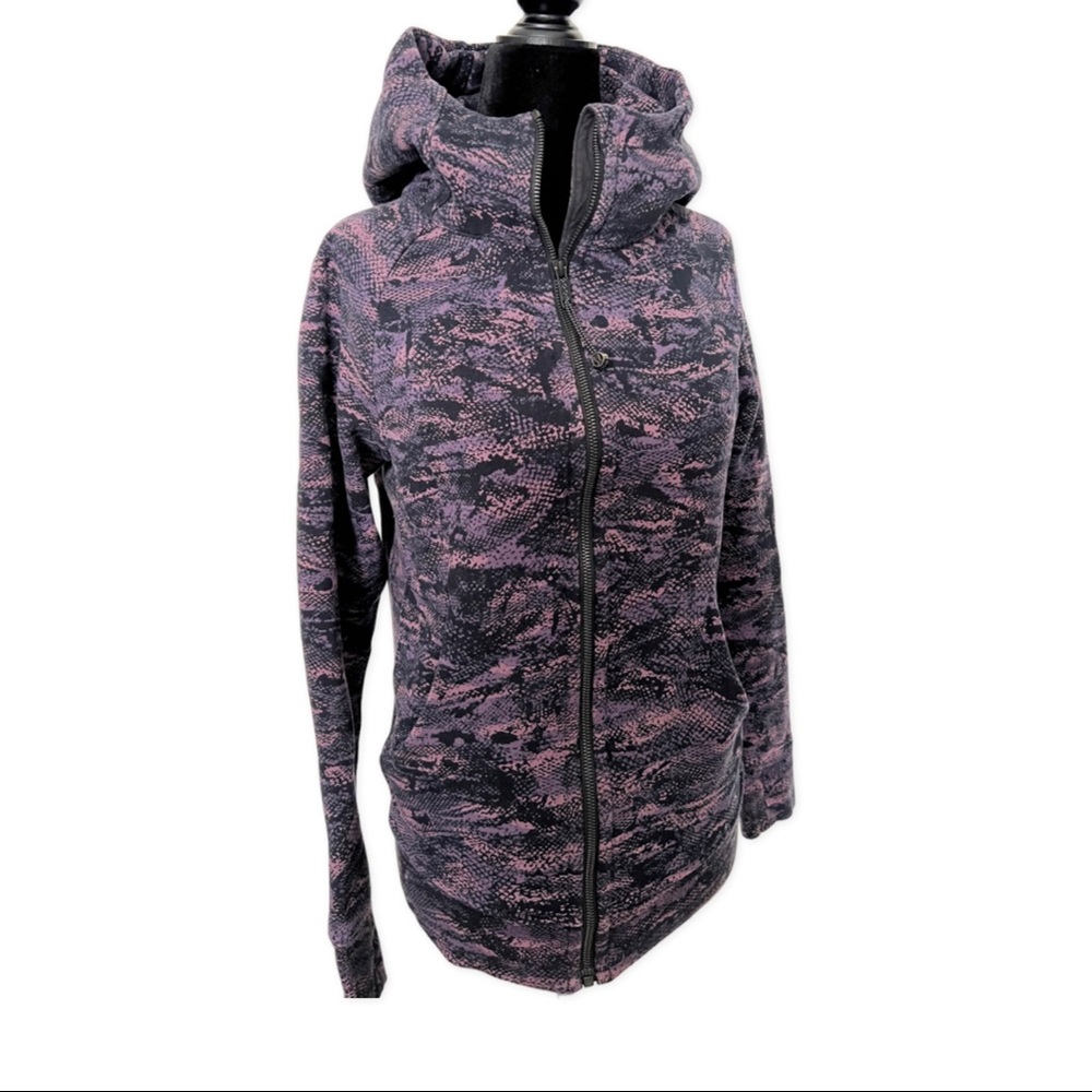 lululemon athletica Pink and Black Patterned Full-Zip Hoodie Sweater